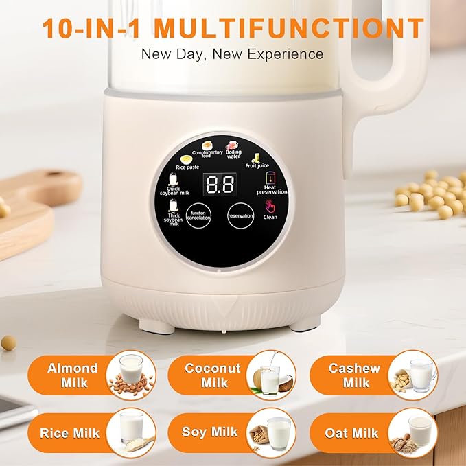 50oz Nut Milk Maker 10-in-1 Automatic Nut Milk Machine with 20 Blades Almond Milk Maker for Plant Based Milks Homemade Oat Soy Milk Machine with Delay Start Keep Warm Auto Clean