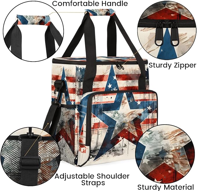 Star-burst 4th of July Coffee Maker Carrying Bag Travel Storage Bag Compatible with K-Mini or K-Mini Plus Single Serve Coffee Brewer Carrying Case with Multiple Pockets &amp Shoulder Strap
