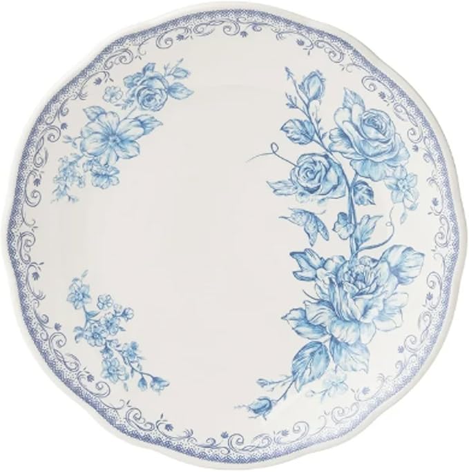 Vintage Inspired Agatha 12-Piece Stoneware Dinnerware Set (Agatha Blue)