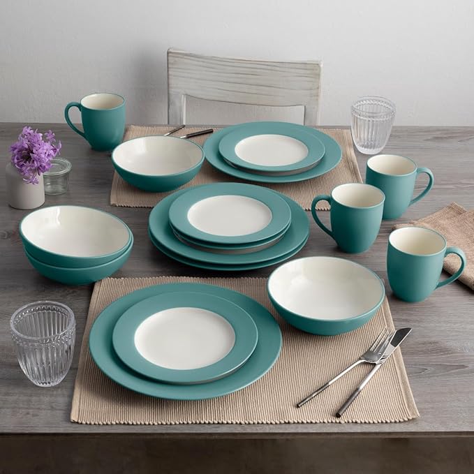 Noritake Colorwave Turquoise 16-Piece Rim Dinnerware Set Service For 4