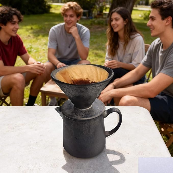Ceramic Pour Over Coffee Maker Dripper - Uses Standard #2 &amp #4 Paper Filters 450ml/15oz Rusty Barista Style for Home &amp Office