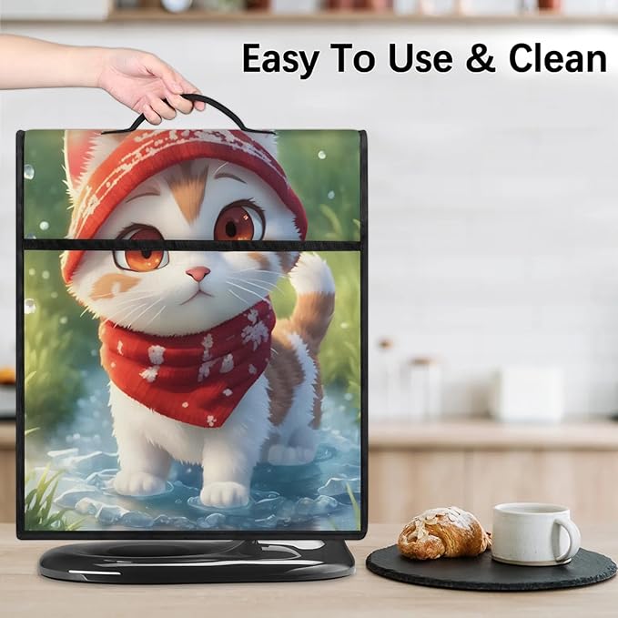 cfpolar Kitchen Aid Mixer Cover Compatible with 6-8 Quarts Animal White Cat Hat Stand Mixer Cover Kitchen Aid Mixers Accessories Appliance Organizer Bag Dust Covers with Zipper Pocket