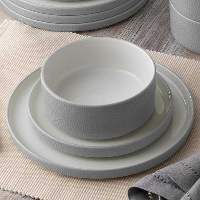 Noritake ColorTex Stone Grey 12-Piece Dinnerware Set Service for 4