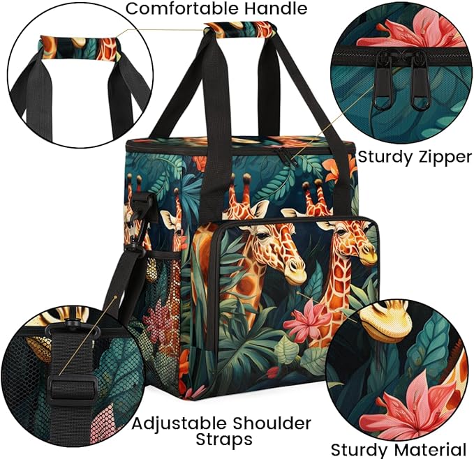 Forest Giraffe Coffee Maker Carrying Bag Cute Giraffe Travel Storage Bag Compatible with K-Mini or K-Mini Plus Single Serve Coffee Brewer Carrying Case with Multiple Pockets &amp Shoulder Strap