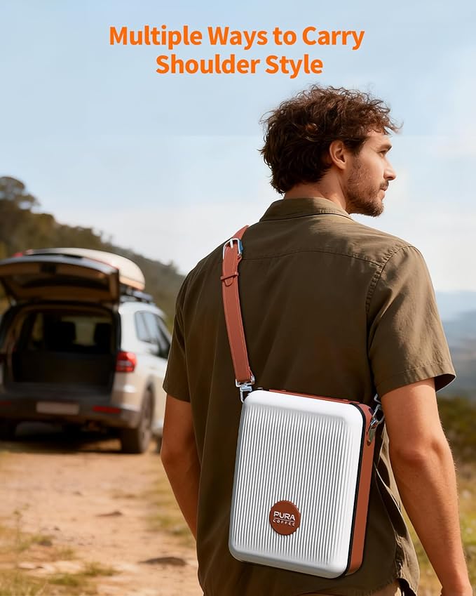 Portable Espresso Machine Carrying Bag EVA &amp PU Travel Coffee Maker Bag with Dual Crossbody &amp Handheld Straps for Travel Espresso Maker RV Car Camping Travelling Hiking Office Home