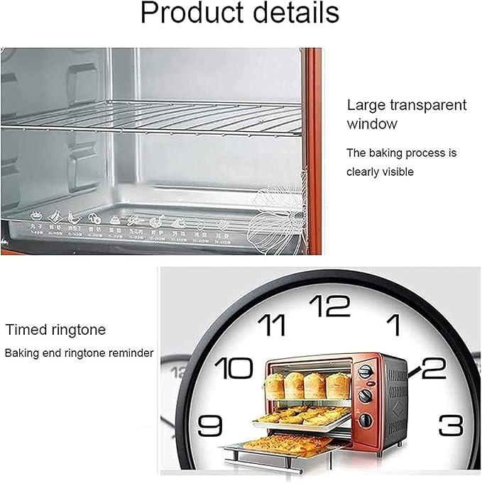 Toaster Convection Oven Countertop Convection Toaster Oven Electric Rotisserie Oven Pizza Oven Single Door Pull Bake/Toast/Roast/Heat/30L Extra Large 1500W Stainless Steel