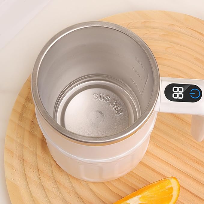 Self Stirring Coffee Mug - Rechargeable Tumbler with Lid - Stirring Cup with Temperature Display | for Blending Beverage Chocolate Cafe Home Kitchen Camping