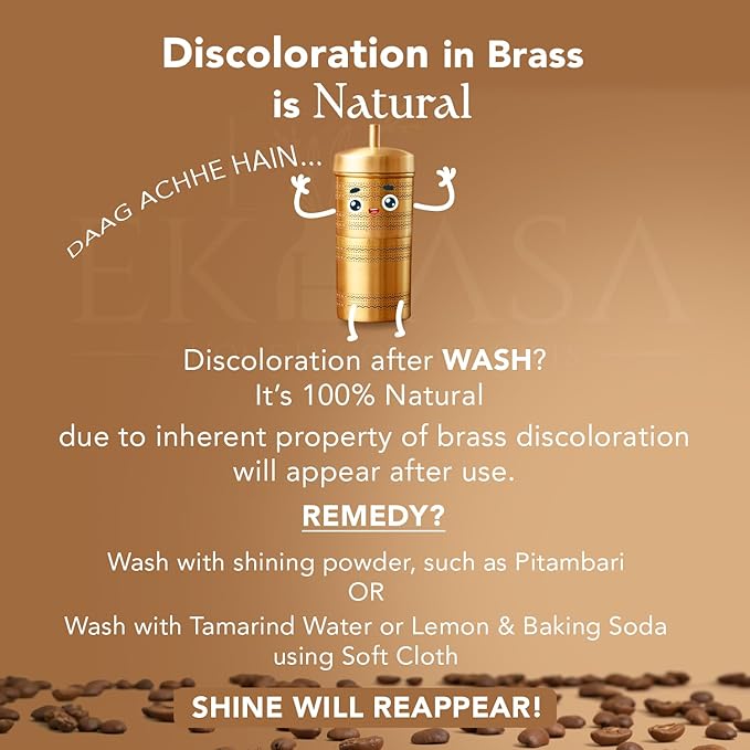 100% Pure Brass Filter Coffee Maker for Home &amp Office | South Indian Filter Coffee Maker | Drip Coffee Maker | Coffee Decoction Maker Filter Coffee Machine Brewer | Ideal for 2-3 people