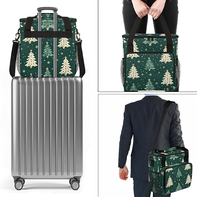 Fantastic Tree Christmas Coffee Maker Carrying Bag Travel Storage Bag Compatible with K-Mini or K-Mini Plus Single Serve Coffee Brewer Carrying Case with Multiple Pockets &amp Shoulder Strap