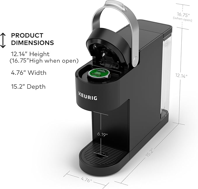 Keurig K-Slim Single Serve K-Cup Pod Coffee Maker Multistream Technology 3 Brew Sizes Slim and Sleek Design 46oz Removable Reservoir Black