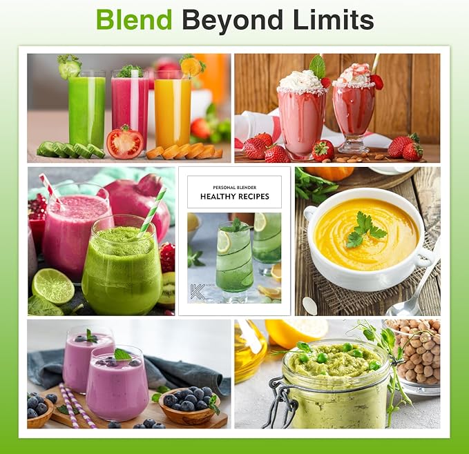 KOIOS Blender for SmoothiesPersonal Blender for Shakes and Smoothies with 3 * 22oz To-Go Cups22000 RPM Smoothie MakerDetachable 6-leaf Blade Portable Blenders for kitchenBlack