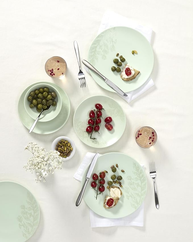 Oneida 897395 Roseto 12-Piece Dinnerware Set Soft Sage