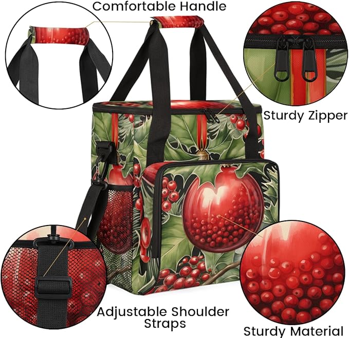 Christmas Flowers Coffee Maker Carrying Bag Cartoon Flowers Travel Storage Bag Compatible with K-Mini or K-Mini Plus Single Serve Coffee Brewer Carrying Case with Multiple Pockets &amp Shoulder Str