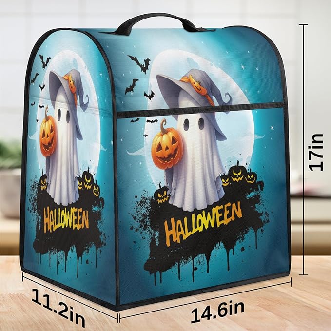 cfpolar Kitchen Aid Mixer Cover Compatible with 6-8 Quarts Halloween Bat Pumpkin Ghosts Stand Mixer Cover Kitchen Aid Mixers Accessories Appliance Organizer Bag Dust Covers with Zipper Pocket
