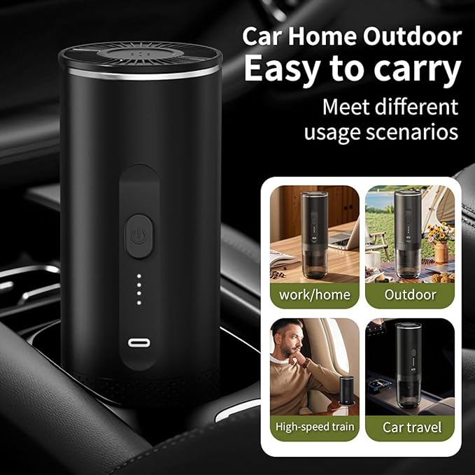 TOPINCN Portable Coffee Maker with 4 Minute Fast Heating Cordless Coffee Machine Wireless Coffee Brewer 100W Italian Pump Pressure for Travel Camping Car Outdoor
