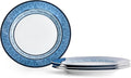 Marchesa Monarcha 4-Piece Dinner Plate Set Porcelain Plates Dishwasher and Microwave Safe Dish Set for 4 Blue
