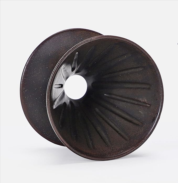 Ceramic Pour Over Coffee Maker Retro Hand Drip Coffee Dripper Portable Pourover Cone Filter Coffee Brewer for Camping Travel Office Family Single Serve Antique Copper Brown
