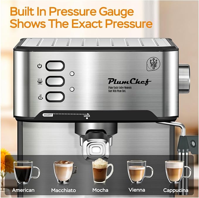 Espresso Machine 20 Bar Compact Coffee Maker with Milk Frother