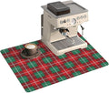 Coffee Mat for Counter Christmas Red Absorbent Hide Stain Coffee Bar Mat Non-slip Coffee Bar Accessories Kitchen Drying Mat Fit Under Coffee Maker Espresso Machine