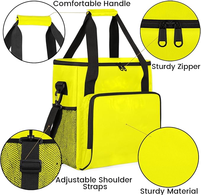 Light Yellow Coffee Maker Carrying Bag Waterproof Insulated Leakproof Cooler Bag Portable Storage Tote Bag Organizer With Shoulder Strap