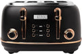 HADEN Heritage 4-Slice Toaster with Extra Wide Slots 1500-Watt Black &amp Copper - Retro Stainless Steel Design with Self-Centering Function Adjustable Browning Control &amp Removable Crumb Tray