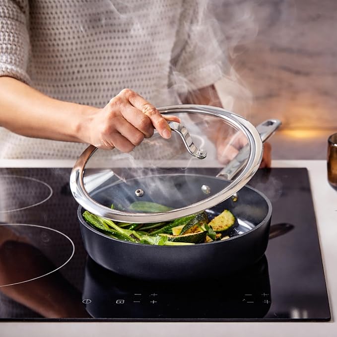 Alva Maestro 2-Piece Ceramic Nonstick Cookware Set – 4QT Sauté Pan + 4.5QT Stock Pot + Lids – No PTFE PFOA PFAS Induction &amp Oven Safe to 400°F Healthy Easy-Clean Essentials for Daily Cooking