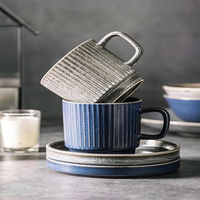 Dinnerware SetGlaze Stoneware Dinnerware SetTableware Combination SetDishes Set Includes Dinner PlatesDessert PlatesSalad Bowls18-Pieces Service for 4