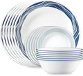 Corelle Vitrelle 18 Piece Glass Dinnerware Sets Service for 6 Triple Layer Chip &amp Crack Resistant Glass Plate and Bowl Sets Acadia