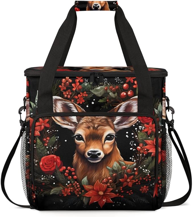 Flowers Giraffe Coffee Maker Carrying Bag Gorgeous Giraffe Travel Storage Bag Compatible with K-Mini or K-Mini Plus Single Serve Coffee Brewer Carrying Case with Multiple Pockets &amp Shoulder Stra