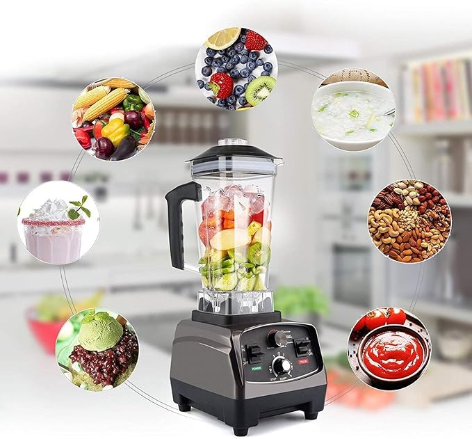 Smoothie Maker 1200W Powerful Blender with 2L BPAS s Large Container 5 Speeds Control 48000 RPM High-Speed 4 Blades Jug Blender MixerBlackBlack
