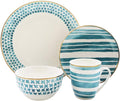 Delice Casual Round Dinnerware Set – 16-Piece Porcelain Dinner Party Collection w/ 4 Dinner Plates 4 Salad Plates 4 Bowls &amp 4 Mugs – Unique Gift Idea for Any Special Occasion or Birthday Green