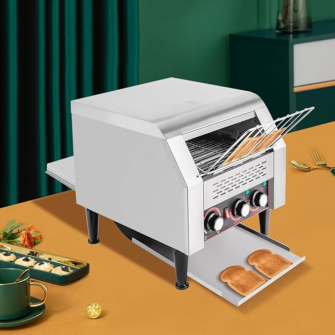 2200W Electric Commercial Conveyor Toaster 300PCS/H Restaurant Heavy Duty Industrial Toasters Stainless Steel Tray Toasting Machine Commercial Toasting Bread Bagel Toaster 300PCS Per Hour