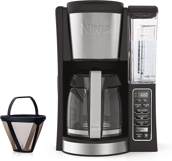 Ninja 12-Cup Programmable Coffee Maker with Classic and Rich Brews 60 oz. Water Reservoir and Thermal Flavor Extraction (CE201) Black/Stainless Steel
