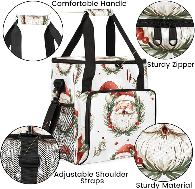 Cute Santa Claus Coffee Maker Carrying Bag Abstract Santa Claus Travel Storage Bag Compatible with K-Mini or K-Mini Plus Single Serve Coffee Brewer Carrying Case with Pockets &amp Shoulder Strap