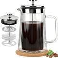 Glass French Press Coffee Maker 34oz Double Wall Heat-Resistant Borosilicate Glass Coffee Press with Stainless Steel 4-Level Filtration Also Fit for Tea