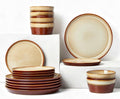 Dinnerware Set for 6 Ceramic Dish Sets Plate and Bowl Set Microwave &amp Dishwasher Safe Dishware Set Chip &amp Scratch Resistant Dinner Set Each Piece Unique Amber Brown