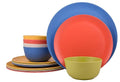 Melange 18-Piece Bamboo Dinnerware Set (Rounds Collection) | Shatter-Proof and Chip-Resistant Bamboo Plates and Bowls | Color: Multicolor | Dinner Plate Salad Plate &amp Soup Bowl (6 Each)