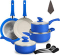 12-Piece Pots and Pans Set Nonstick Ceramic Cookware Set with Stay-Cool Bakelite Handles Non-Toxic Induction Cooking Set Cobalt Blue Kitchen Essentials PFOA &amp PTFE Free