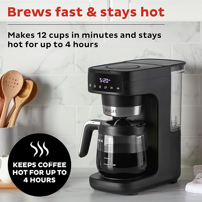 Instant Infusion Brew Plus 12 Cup Drip Coffee Maker From The Makers of Instant Pot with Adjustable Brew Strength Removable Water Reservoir and Warming Plate with 3 Temperature Settings Black
