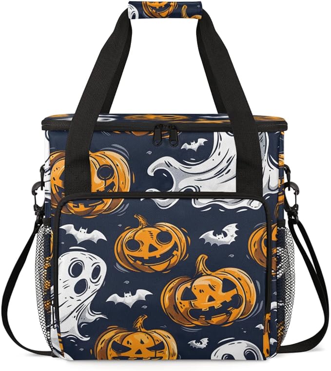 Halloween Pumpkin Coffee Maker Carrying Bag Oil Painting Pumpkin Travel Storage Bag Compatible with K-Mini or K-Mini Plus Single Serve Coffee Brewer Carrying Case with Pockets &amp Shoulder Strap