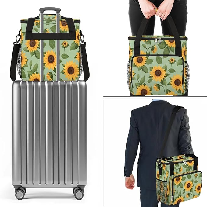 Lovely Sunflowers Coffee Maker Carrying Bag Compatible with K-Mini or K-Mini Plus Portable Single Cup Coffee Maker Case with Pockets for K Cup Pods