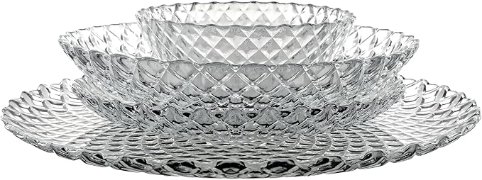 PAVO Clear Glass Dinnerware Set