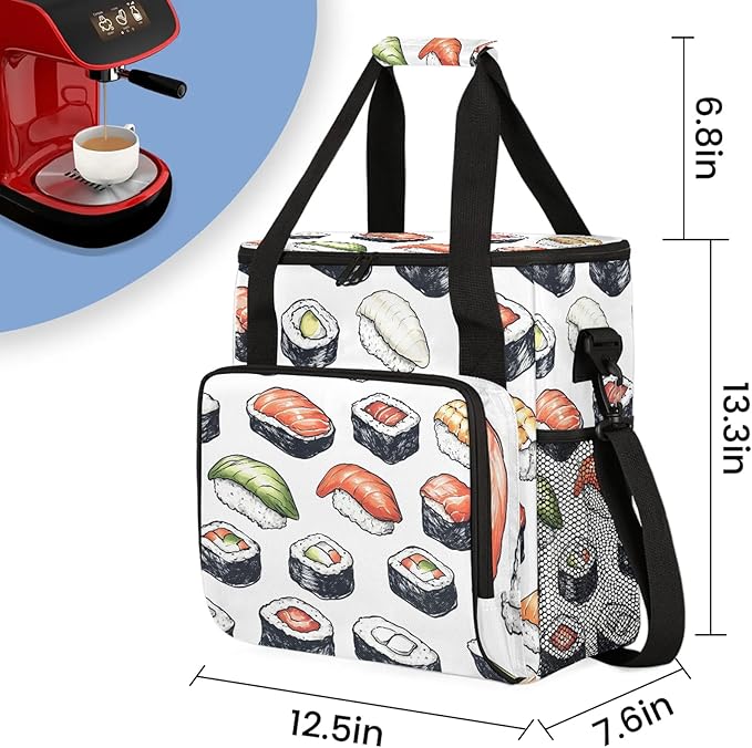 Cute Sushi Coffee Maker Travel Bag Japanese Style Insulated Grocery Bag Travel Picnic Leakproof Cooler Bags With Shoulder Strap