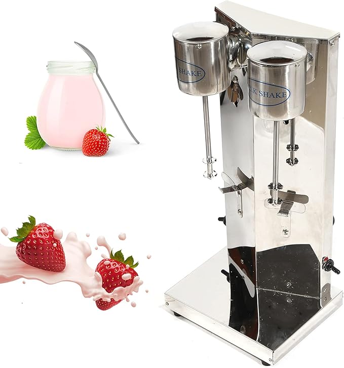 Commercial Stainless Steel Milk Shake Machine Stainless Steel Electric Milkshake Maker Double Head Drink Mixer 180W 110V 18000r/min (Double Head 18000r/min)