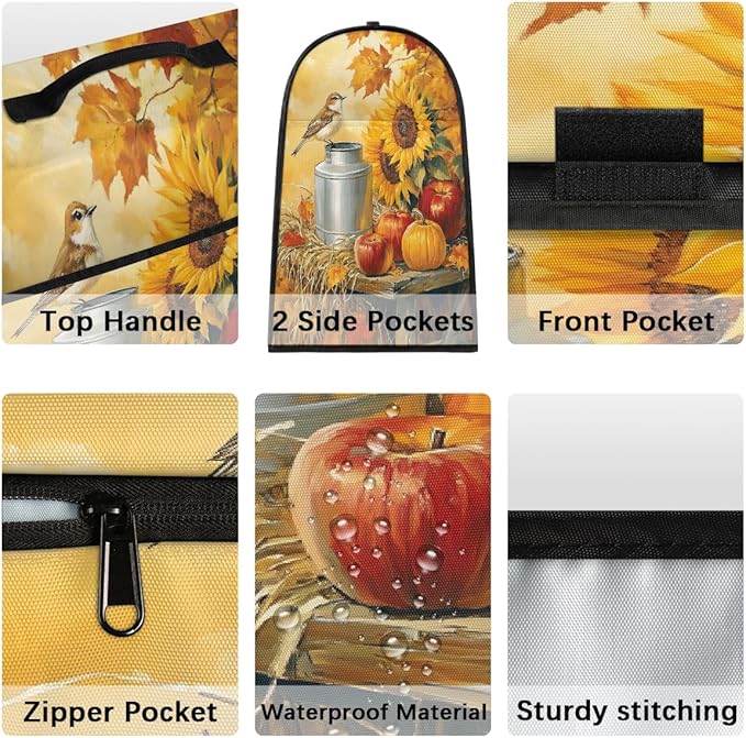 cfpolar Kitchen Aid Mixer Cover Compatible with 6-8 Quarts Sunflower Bird Autumn Stand Mixer Cover Kitchen Aid Mixers Accessories Appliance Organizer Bag Dust Covers with Zipper Pocket