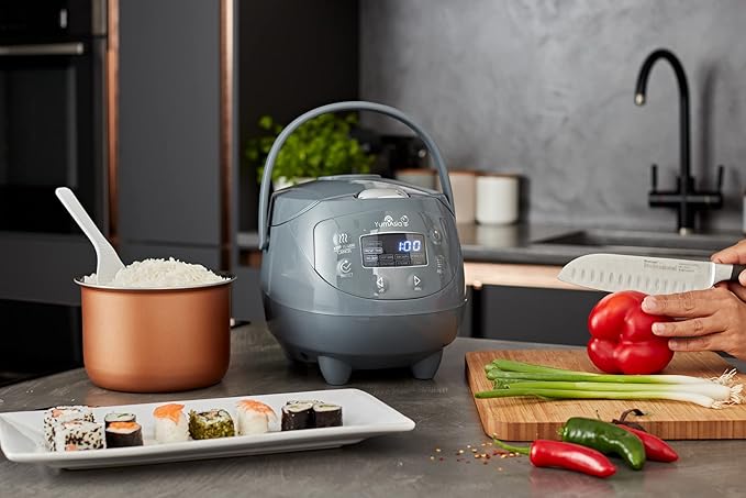 Yum Asia Panda Mini Rice Cooker With Ninja Ceramic Bowl and Advanced Fuzzy Logic (3.5 cup 0.63 litre) 4 Rice Cooking Functions 4 Multicooker functions Digital LED display - 120V