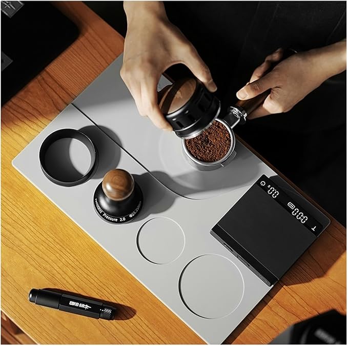 Bar Work Mat Coffee Machine Handle Non-Slip Silicone Mat Powder Press Mat(Black)