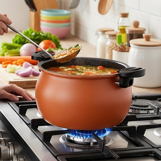 Non-Stick Pressure Pot Steam Vent 28X28X15.5CM Large Rice Cooker Transparent Lid Cookware Easy Clean For Cooking Canning Steam Rice Baking Bean Halloween Thanksgiving