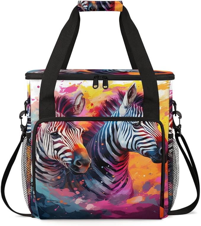 Colorful Zebra Coffee Maker Carrying Bag Abstract Zebra Travel Storage Bag Compatible with K-Mini or K-Mini Plus Single Serve Coffee Brewer Carrying Case with Multiple Pockets &amp Shoulder Strap