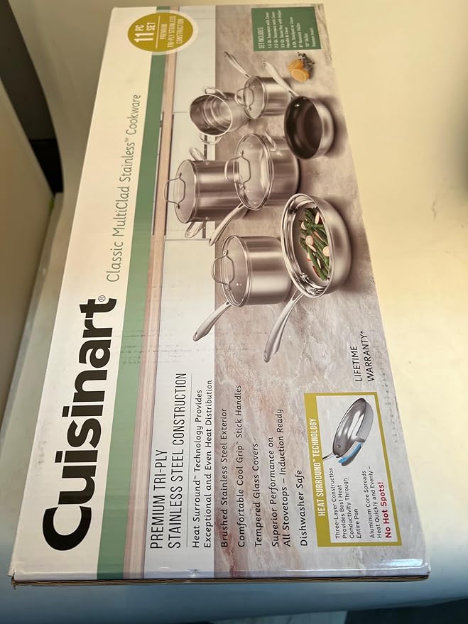 Cuisinart CLASSIC MULTICLAD STAINLESS COOKWARE 11PC SET TRI-PLY CONSTRUCTION 5 QT MCS-11